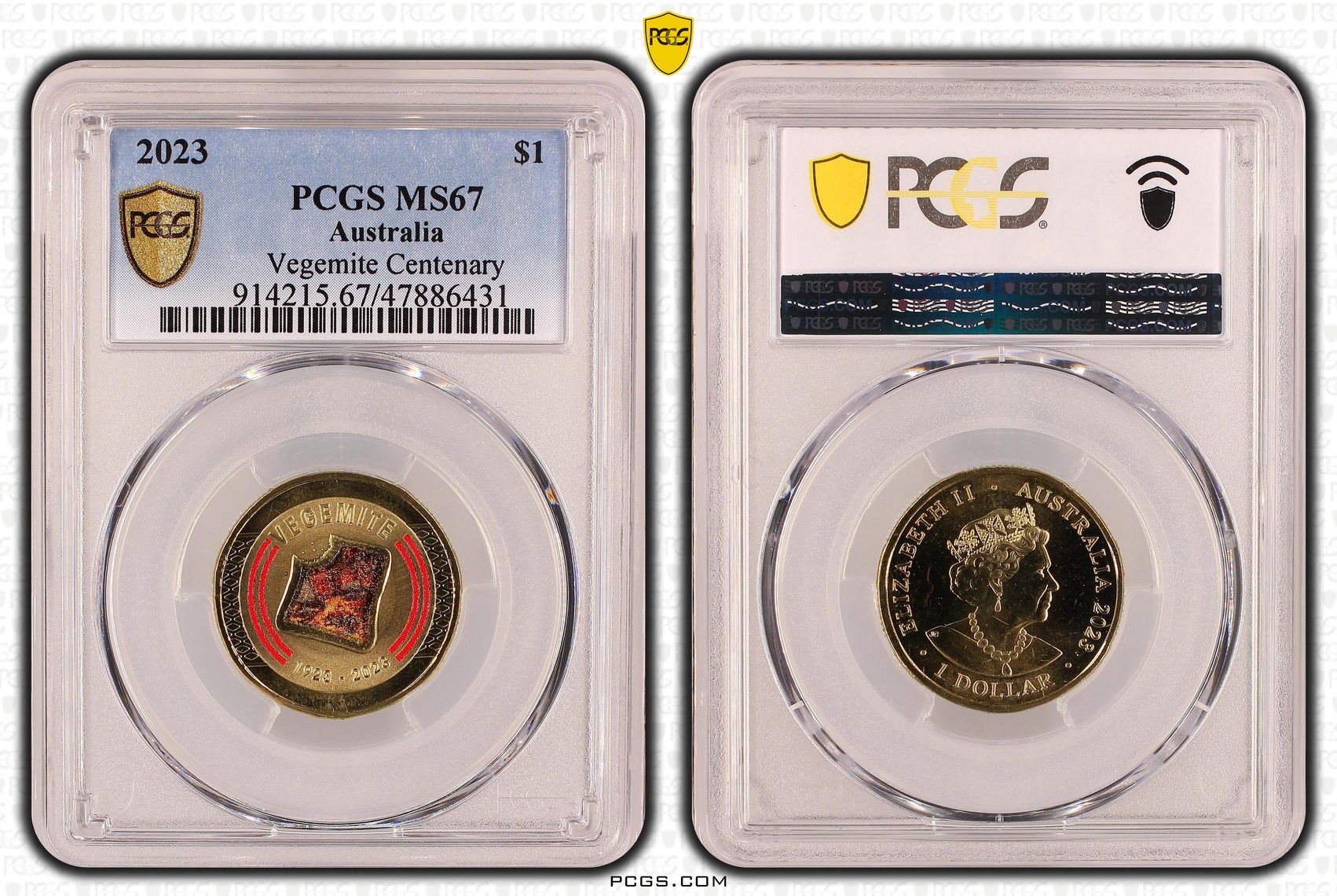Vegemite Centenary, One Dollar, 2023, PCGS MS 67