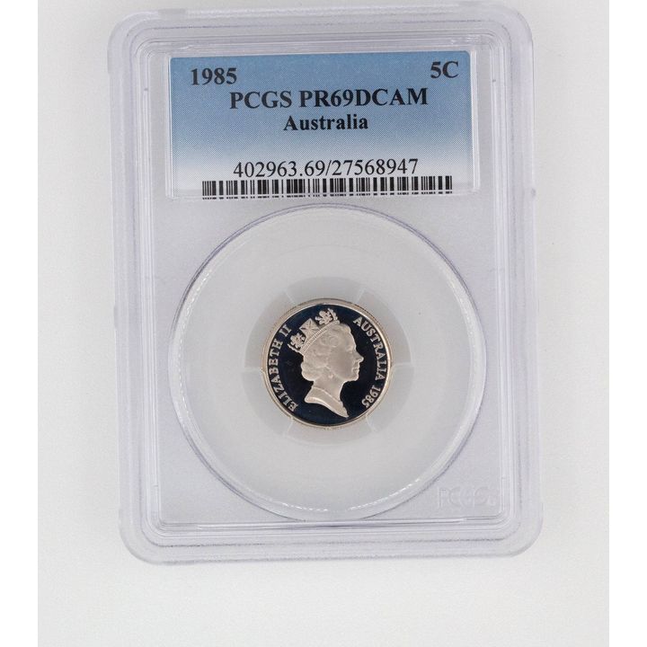 Elizabeth II, Five Cent, PR69DCAM , 1985