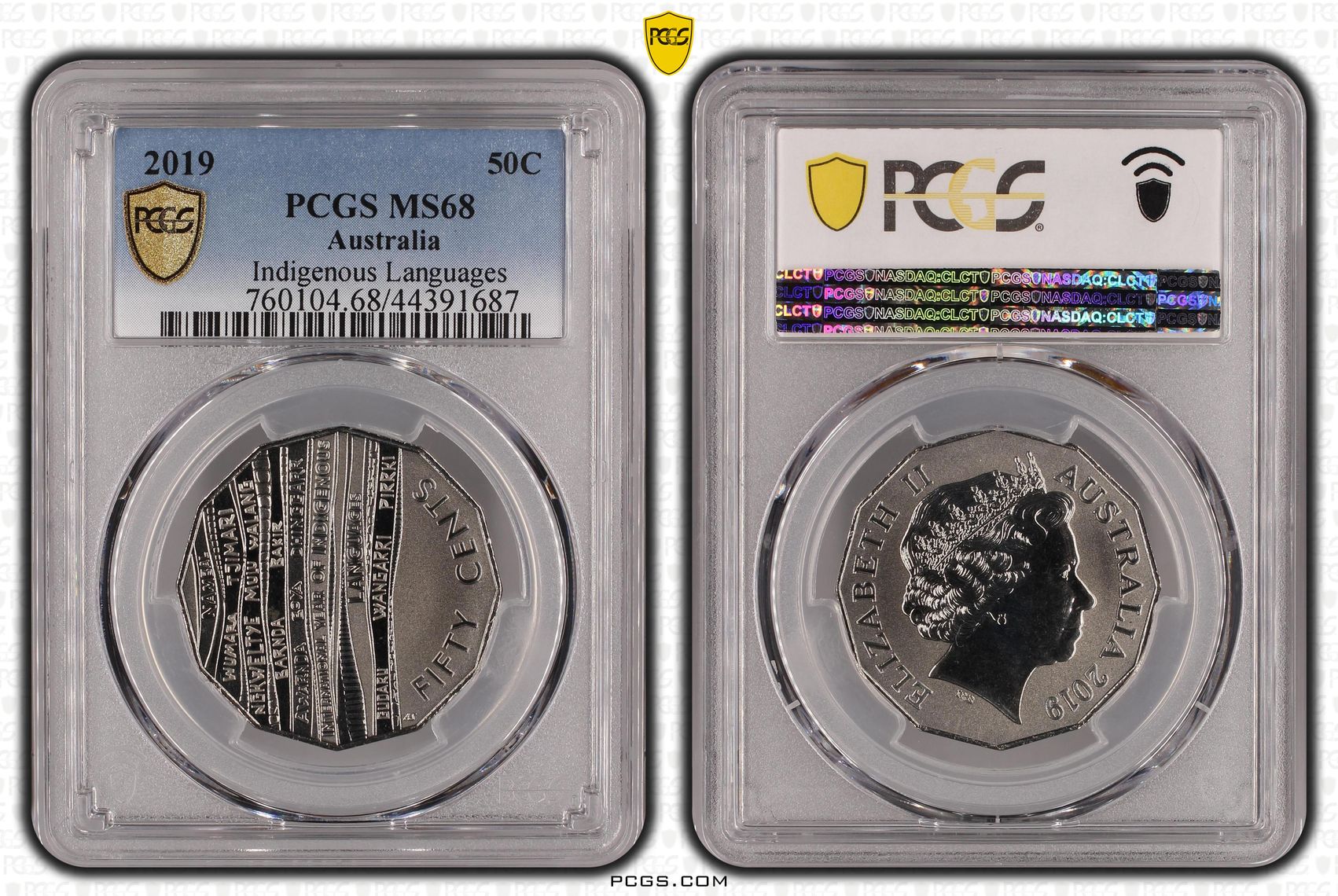 2019 Australia Fifty Cent, 50c Indigenous Languages PCGS - MS68 POP 2/0 -687