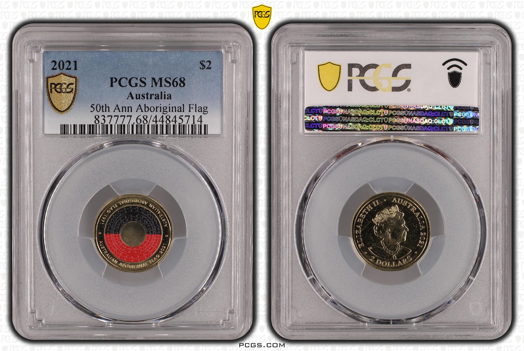 2021 Aus $2 50th Ann Aboriginal Flag Colorized PCGS MS68
