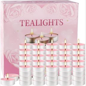 100PACK 100 PACK PINK UNSCENTED TEALIGHT CANDLES,TEA LIGHTS WITH 4-HOUR BURN TIME,TEALIGHT CANDLES FOR VALENTINE'S DAY HOLIDAY WED