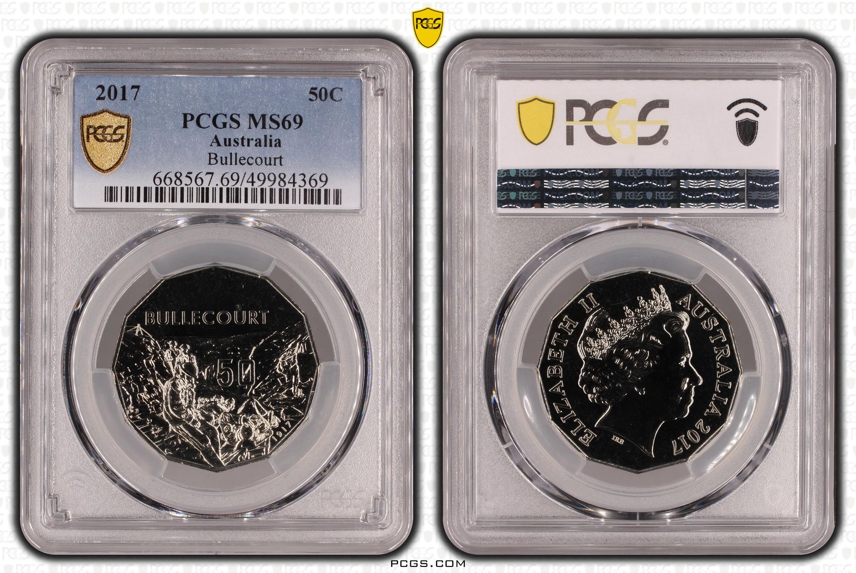 Bullecourt POP 10/0, Fifty Cent, 2017, PCGS MS69