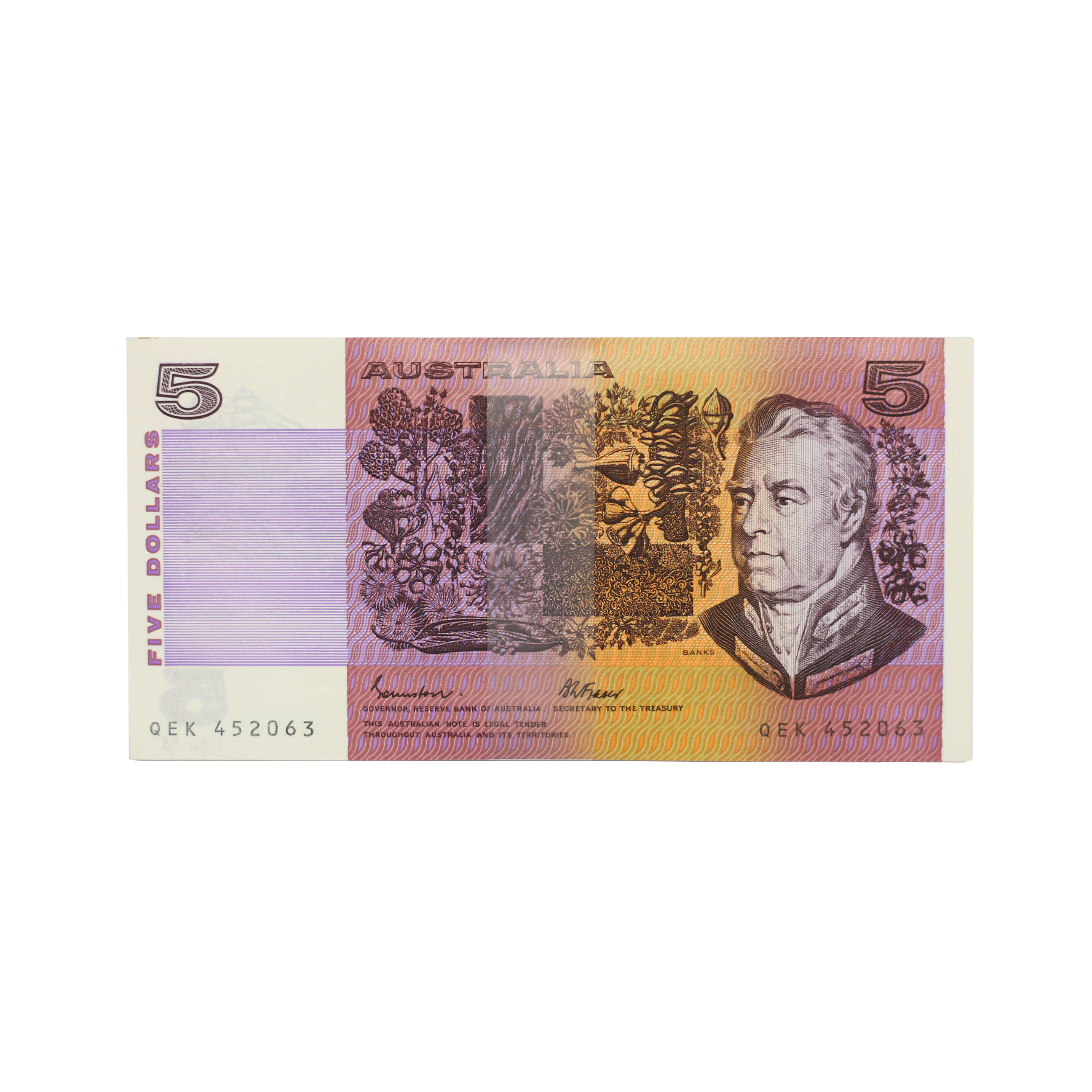 2125. · Bundle, Johnston/Fraser, Five Dollars,  1985, UNC