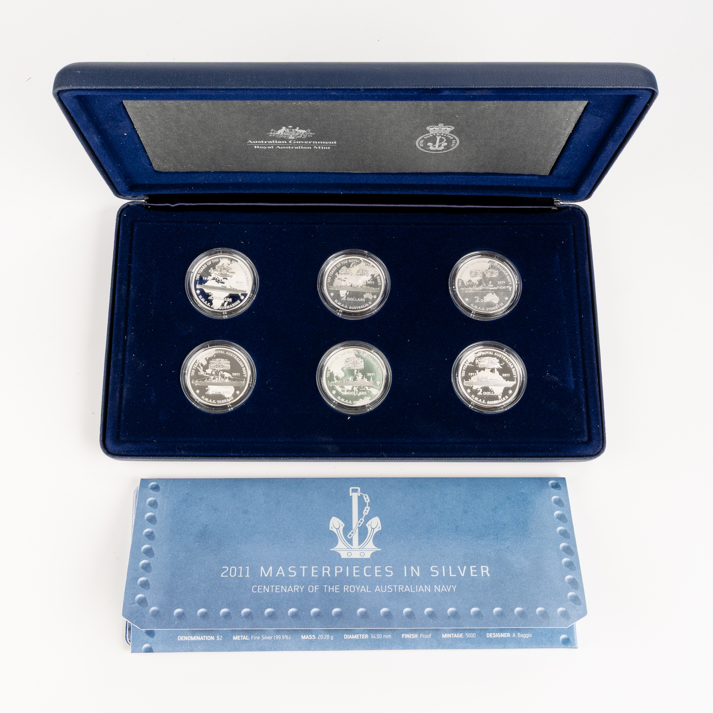 Elizabeth II, RAM Masterpieces in Silver - Centenary of the Royal Australian Navy, Two Dollars, 2011, FDC