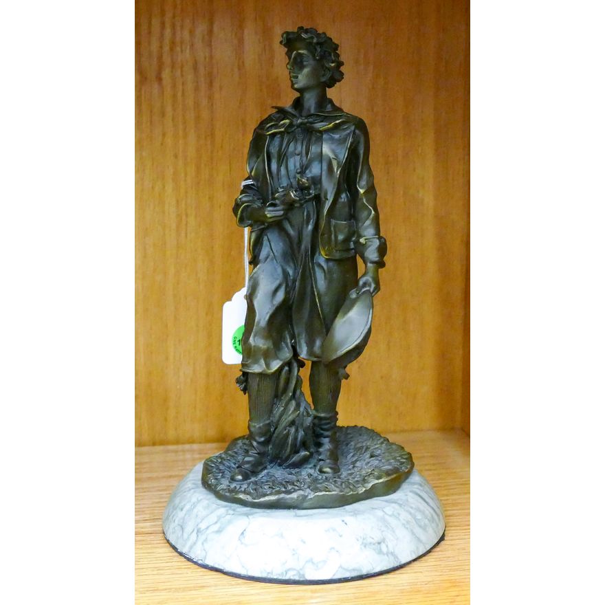 Modern Bronze Man with Roses Sculpture 10'' - Unsigned