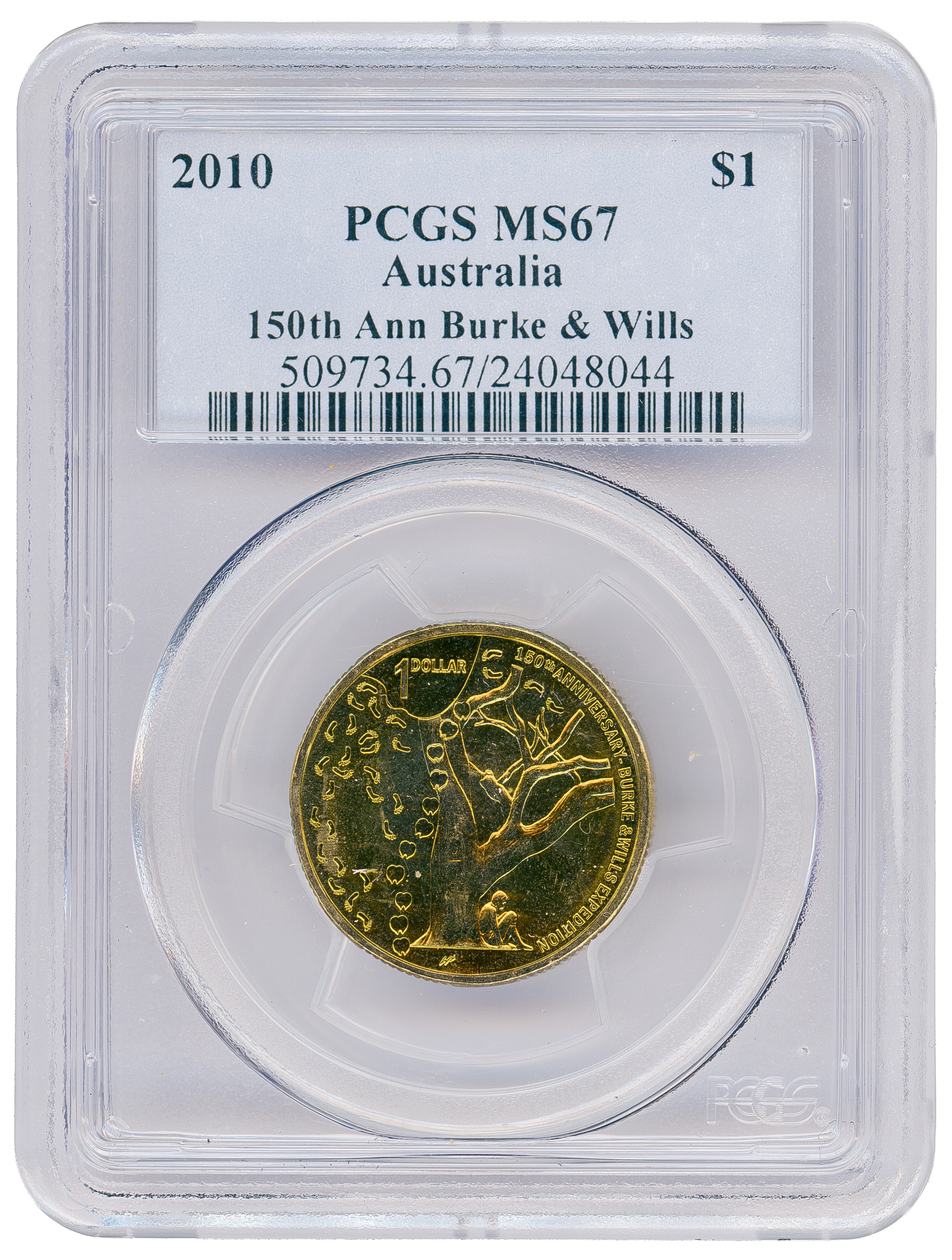 150th Anniversary Burke & Wills, One Dollar, 2010, PCGS MS67