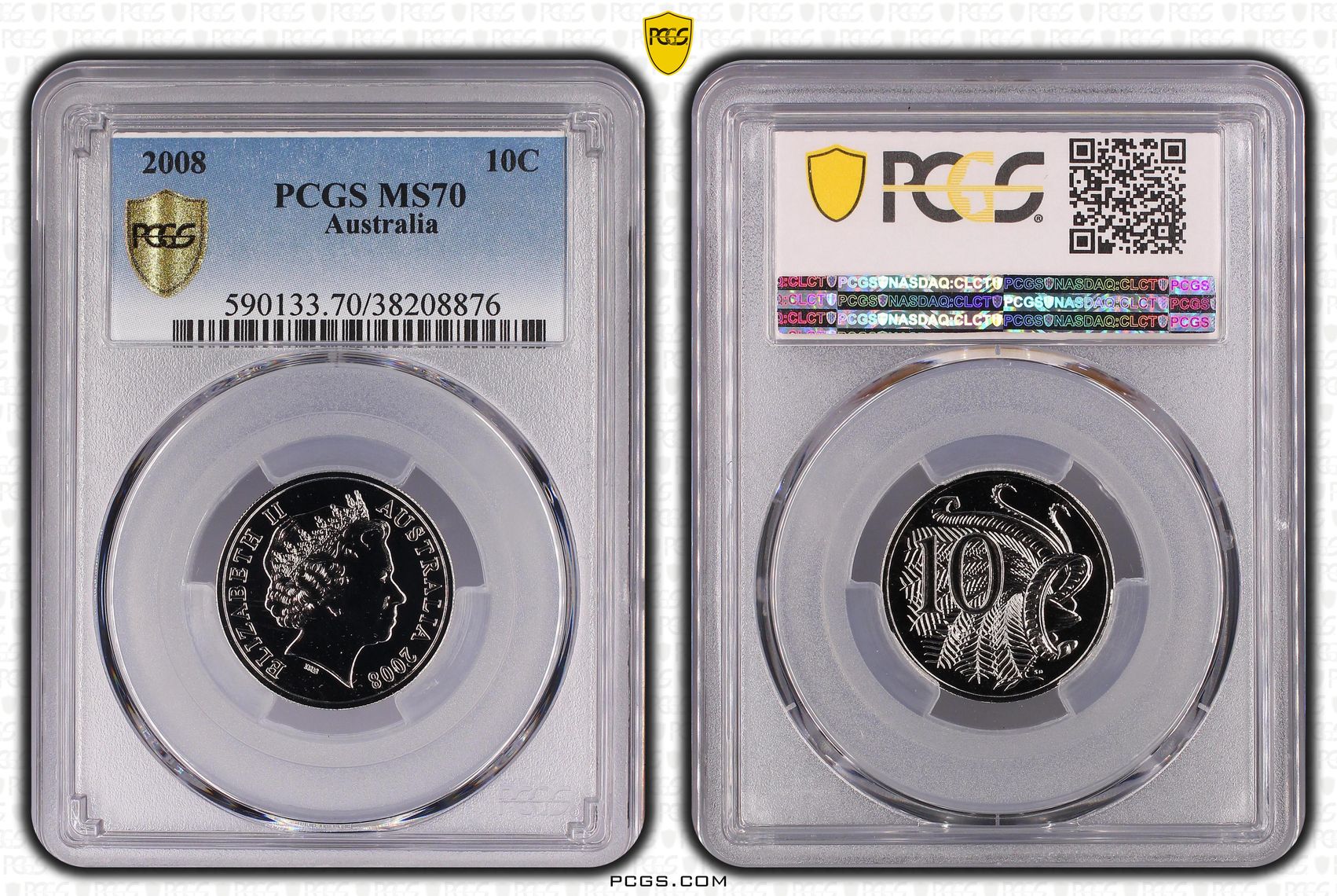 Ten Cent, 2008, PCGS MS70
