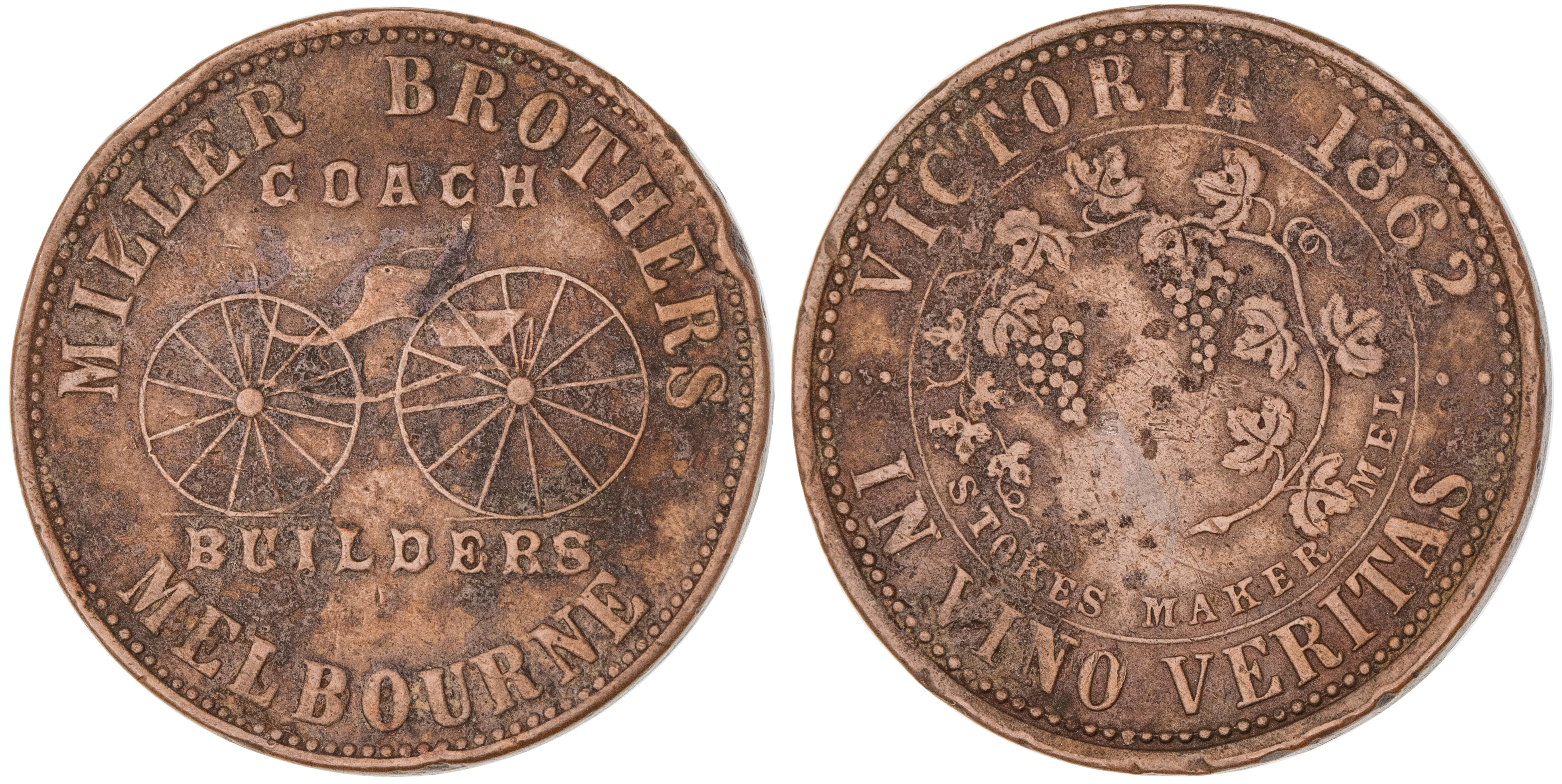 Melbourne, Victoria, Miller Brothers, Penny, 1862, Fine