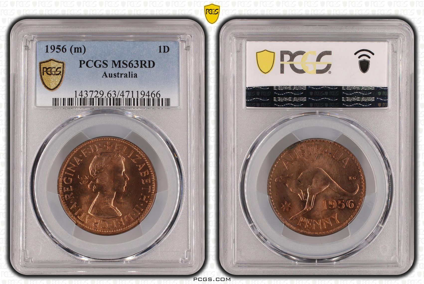 Elizabeth II, Penny, 1956, PCGS MS63RD
