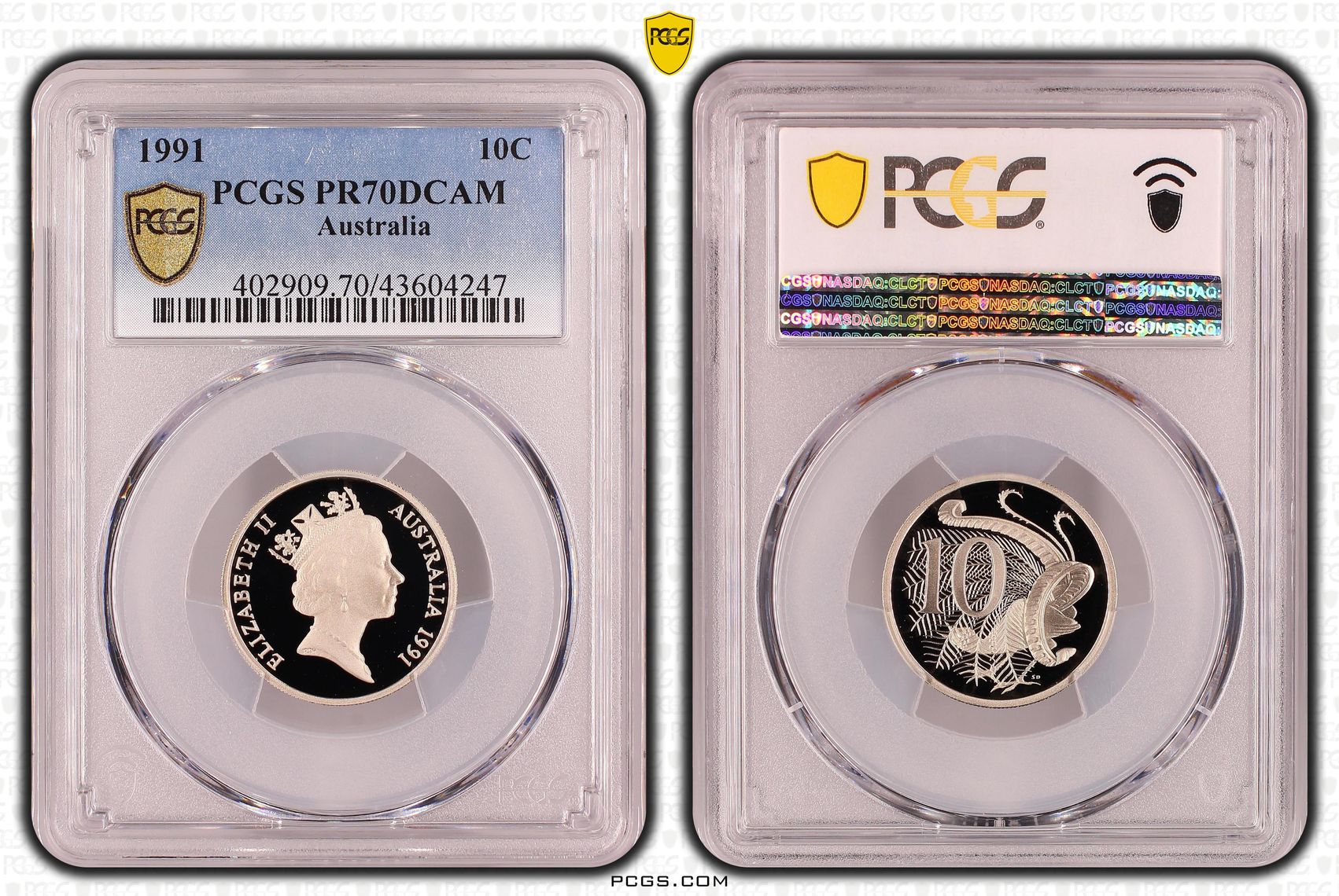 Elizabeth II, Ten Cent, 1991, PCGS PR 70DCAM