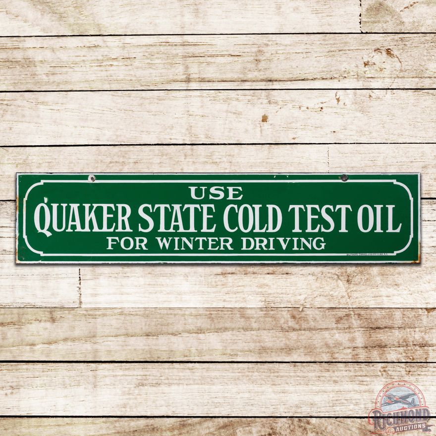 Fantastic Use Quaker State Cold Test Oil for Winter Driving Double Sided Porcelain Sign