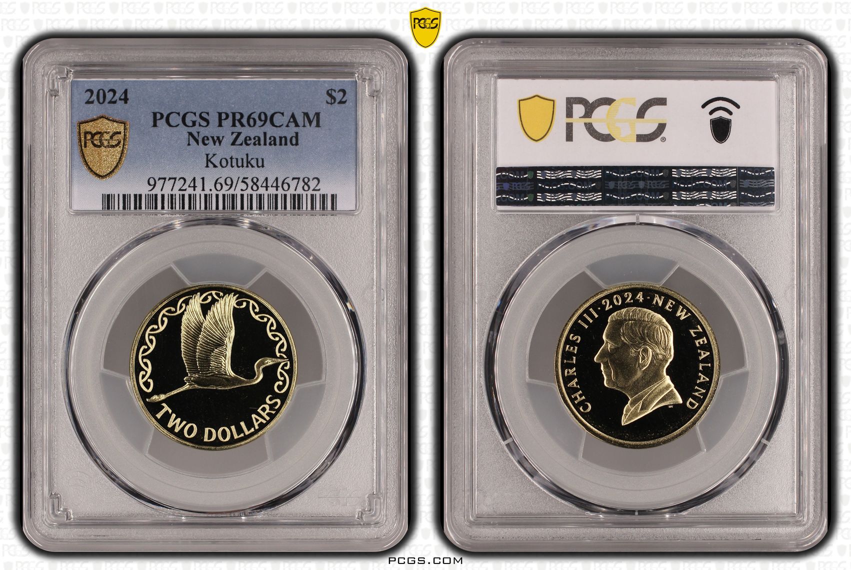 New Zealand , Charles III, Kotuku, 3/0, Two Dollar, 2024, PCGS PR69CAM