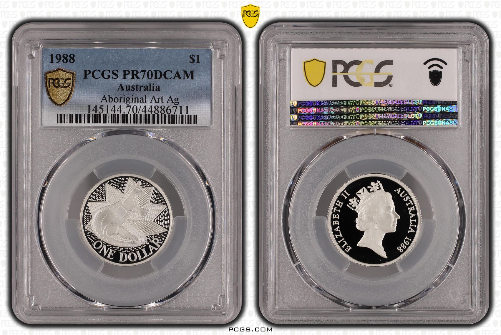 1988 Australia One Dollar, $1 Silver Aboriginal Art Silver PCGS - PR70DCAM POP 27/0 -711