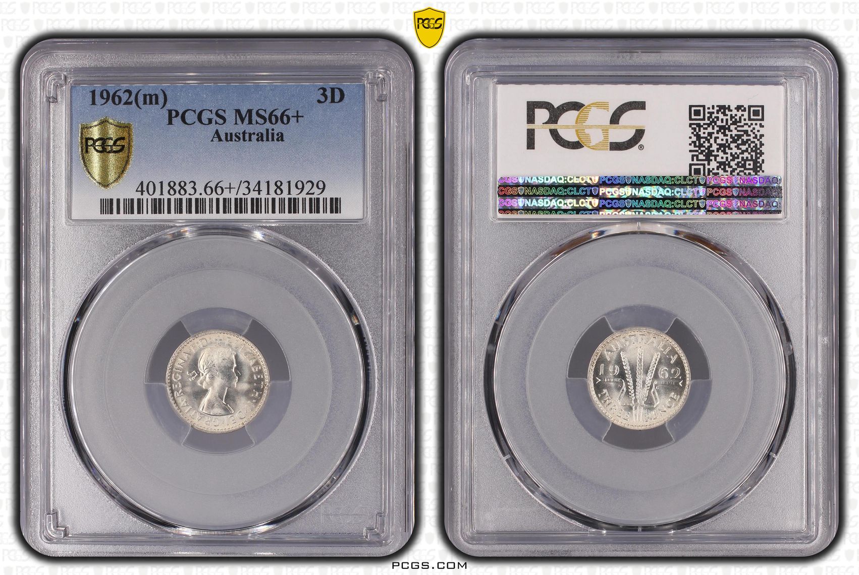 Elizabeth II, Threepence, 1962(m), PCGS MS66+