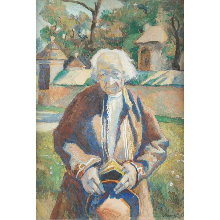 Stanisław Kamocki | Baca na tle kościoła w Naprawie