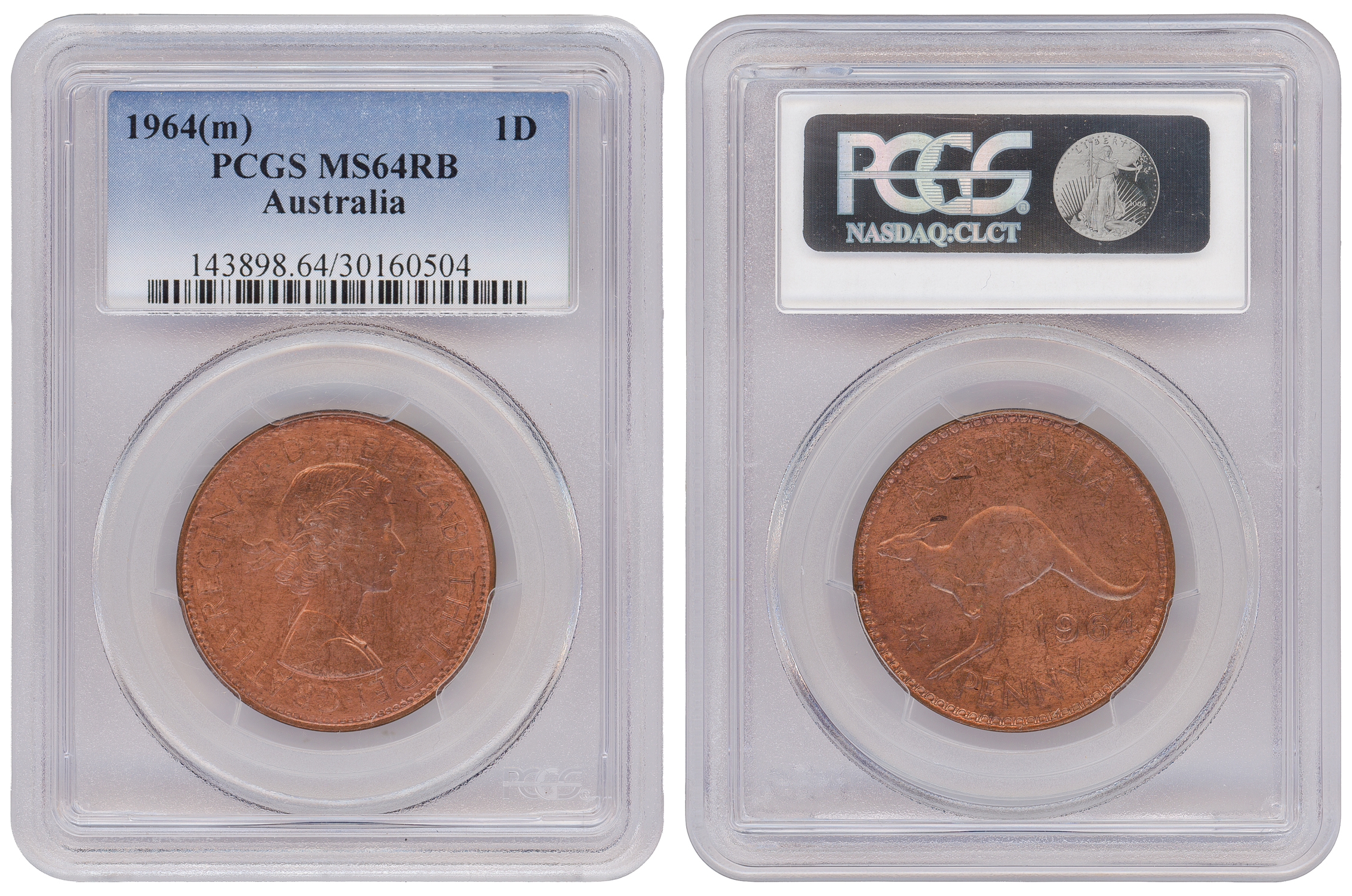 Elizabeth II, Penny, 1964 (m), PCGS MS64RB