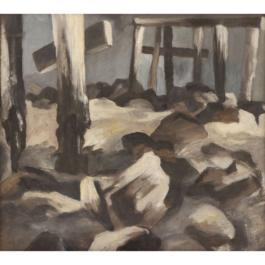Kenneth Callahan ''Dock Pilings'' 1930's Tempera