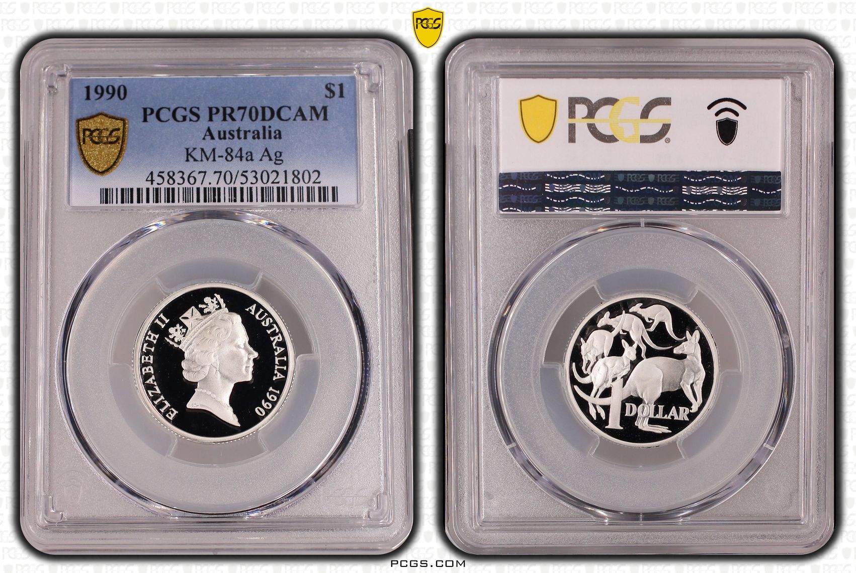 Elizabeth II, KM-84a Silver, One Dollar, 1990, PCGS PR70DCAM