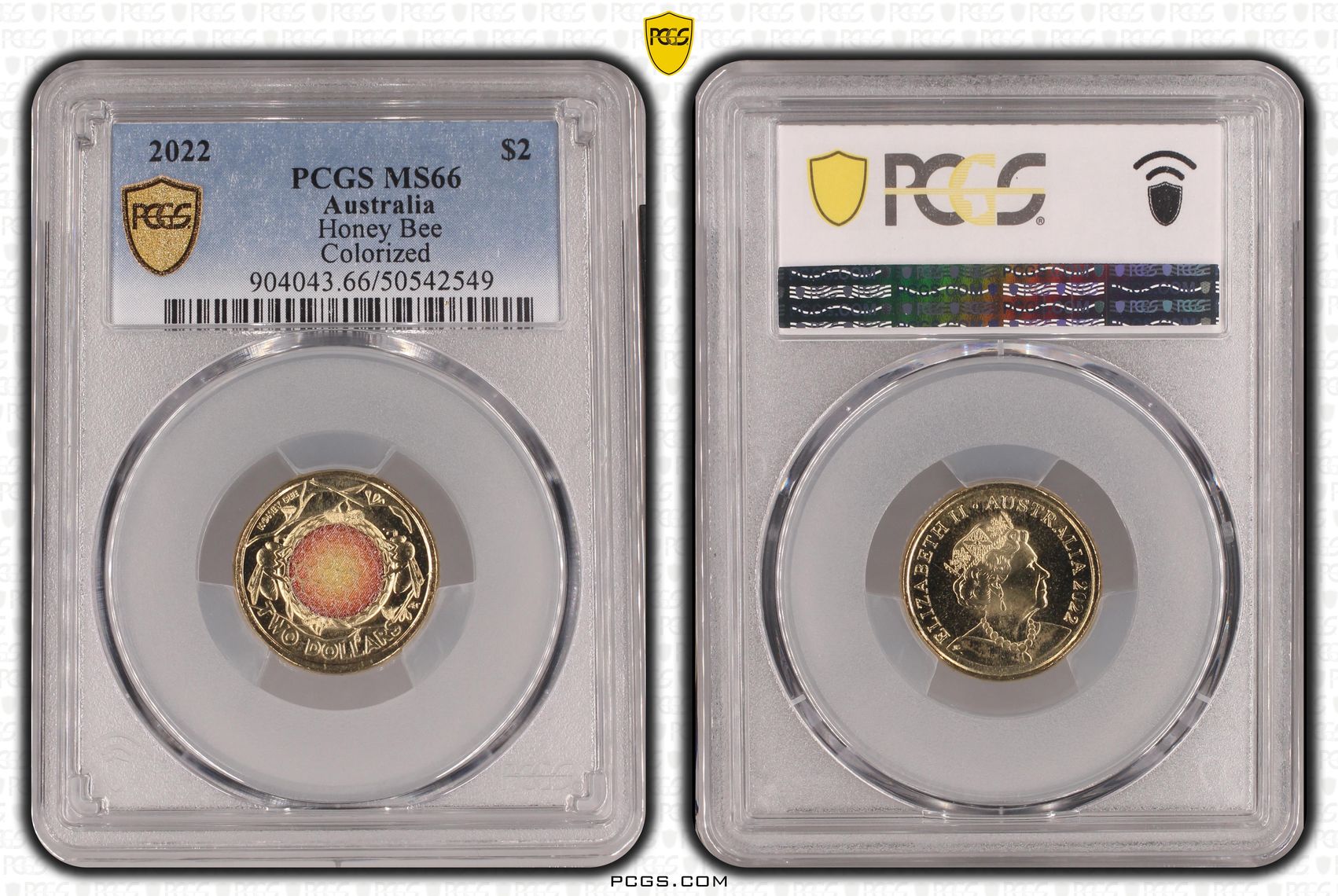 Honey Bee Colorized, Two Dollar, 2022, PCGS MS66
