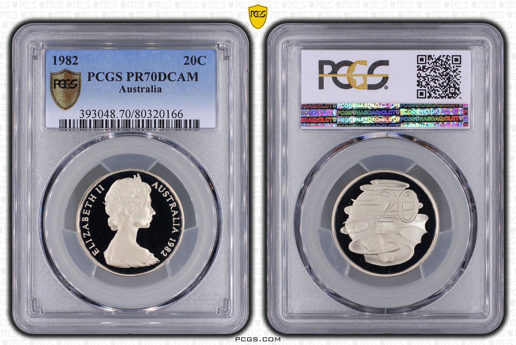 Top pop, Twenty Cent, 1982, PCGS PR70DCAM