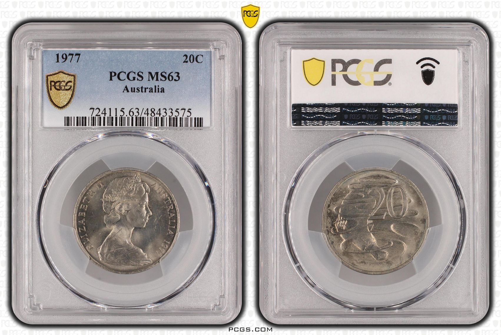 Elizabeth II, Twenty Cent, 1977, PCGS MS63