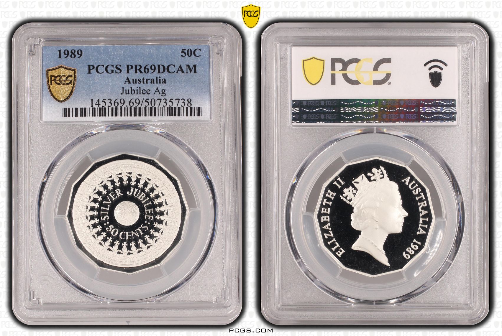 Jubilee Ag , Fifty Cent, 1989, PCGS PR69DCAM