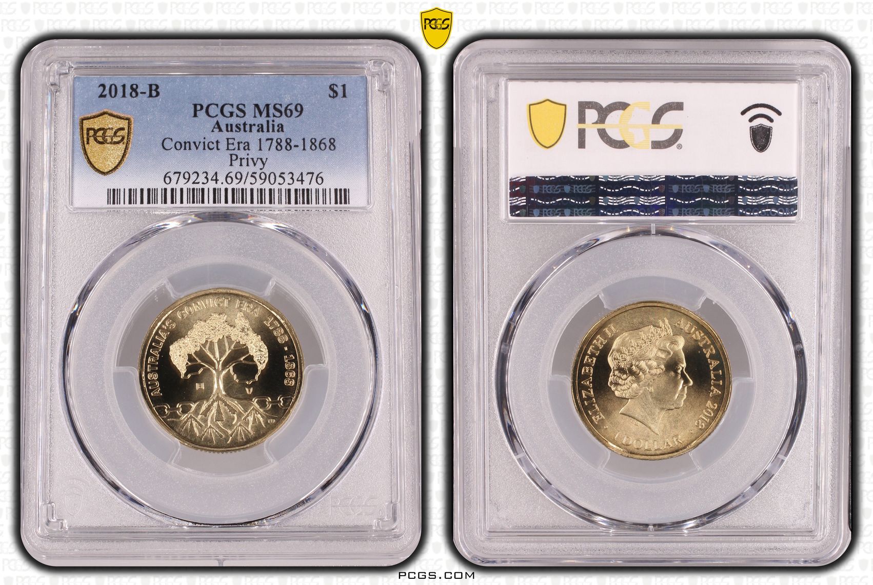 Convict Era 1788-1868 Privy, POP 5/0, One Dollar, 2018-B, PCGS MS69