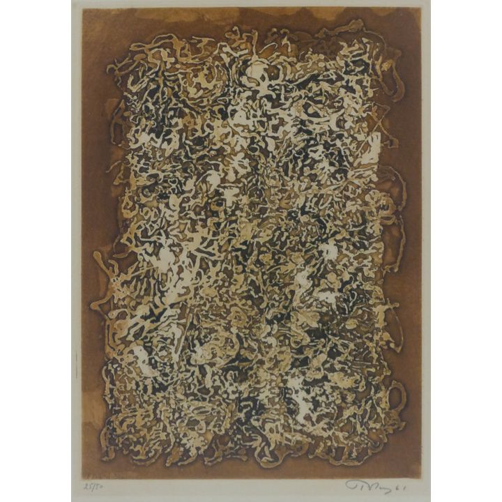Mark Tobey ''The Table of the Present and Past'' 1961 Etching