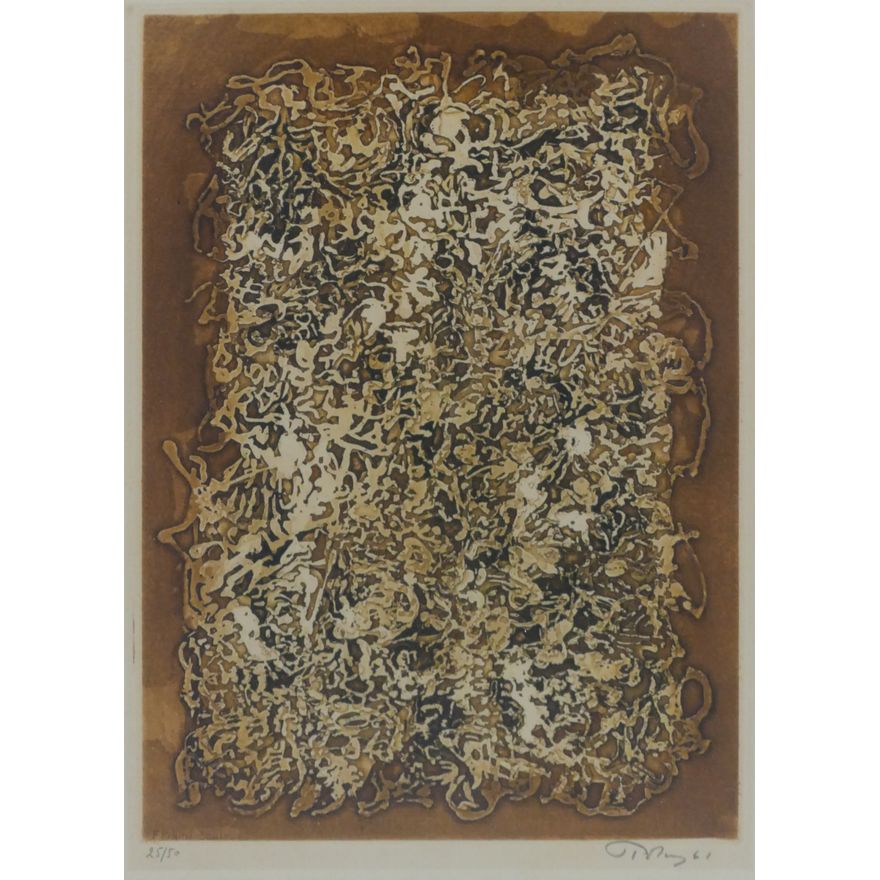 Mark Tobey ''The Table of the Present and Past'' 1961 Etching