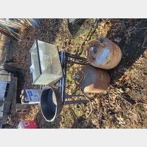 Old Style Propane Bottle, Table Frame and Other Items