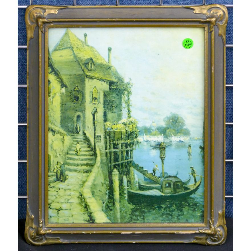 1920's Venetian Print in Piecrust Frame 17"x14" - Fits 14"x11"