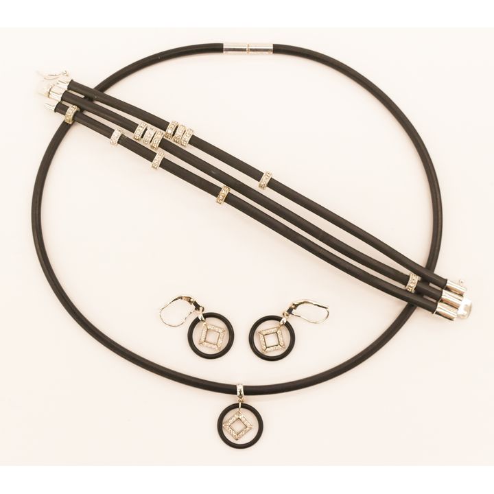 Lady's 18k Diamond Modernist Rubber Jewelry Suite