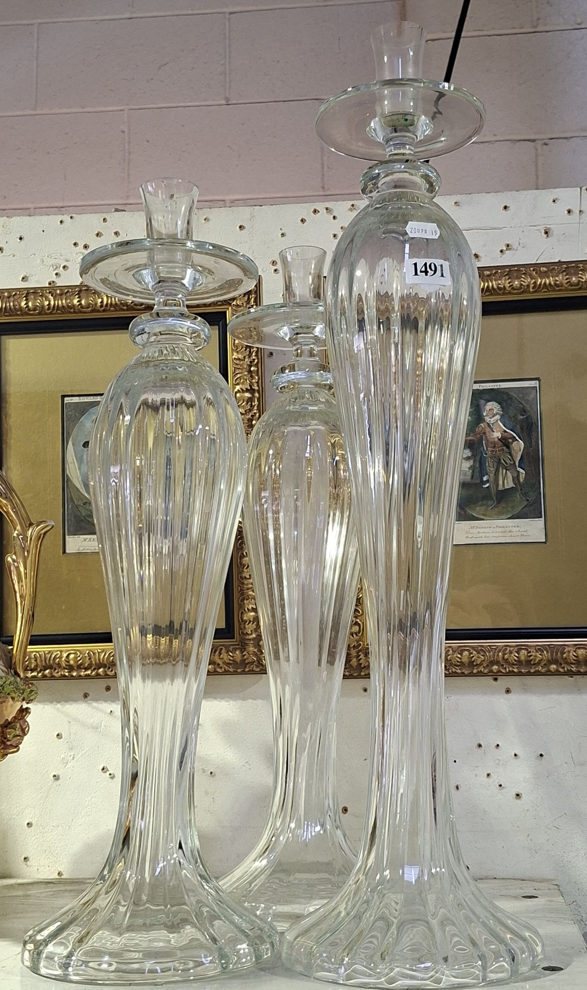 Three Modern Glass Candle Holders