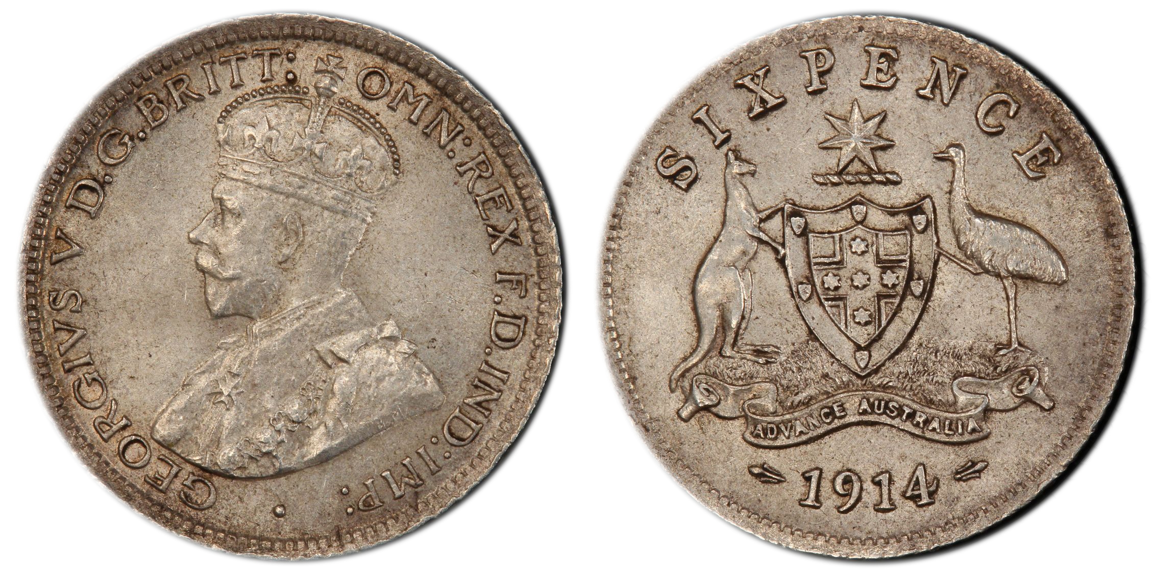 George V, Sixpence, 1914, PCGS MS63
