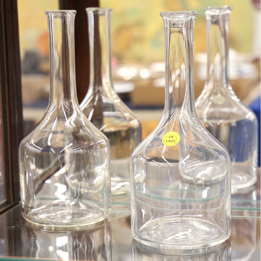 Pair Riedel Modern Crystal Decanters 9.5''