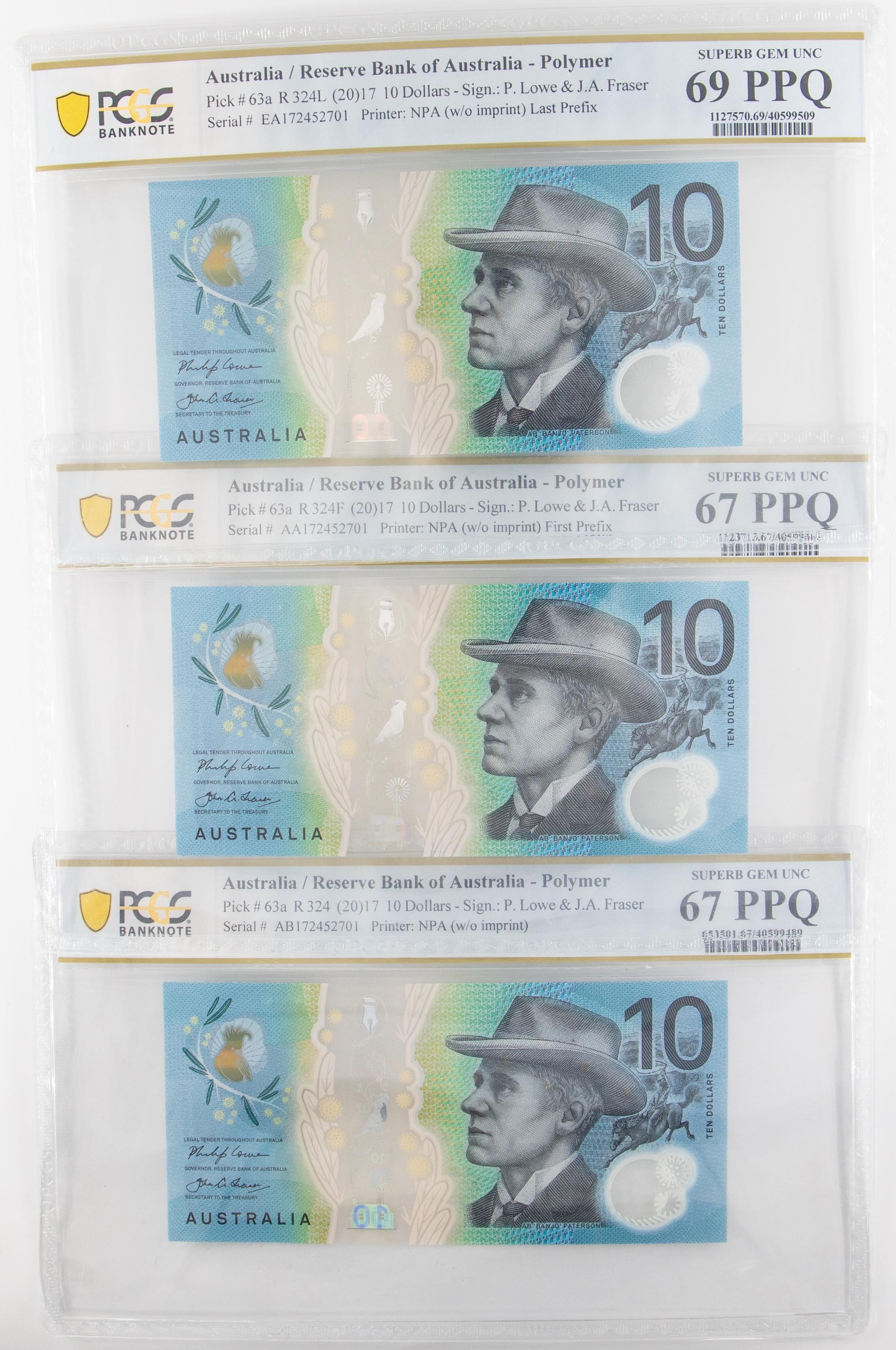 Lowe/Fraser, First/Last Prefix, Ten Dollar, (20)17, PCGS Superb Gem UNC 67/69 PPQ