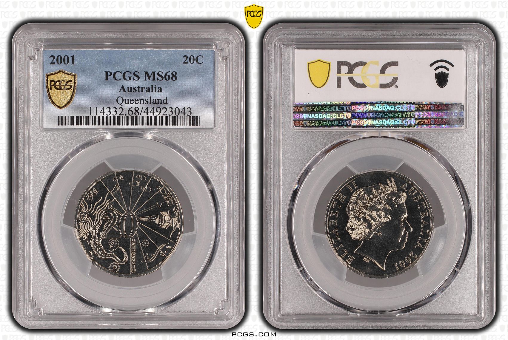 2001 Australia Twenty Cent, 20c Queensland PCGS - MS68 -043