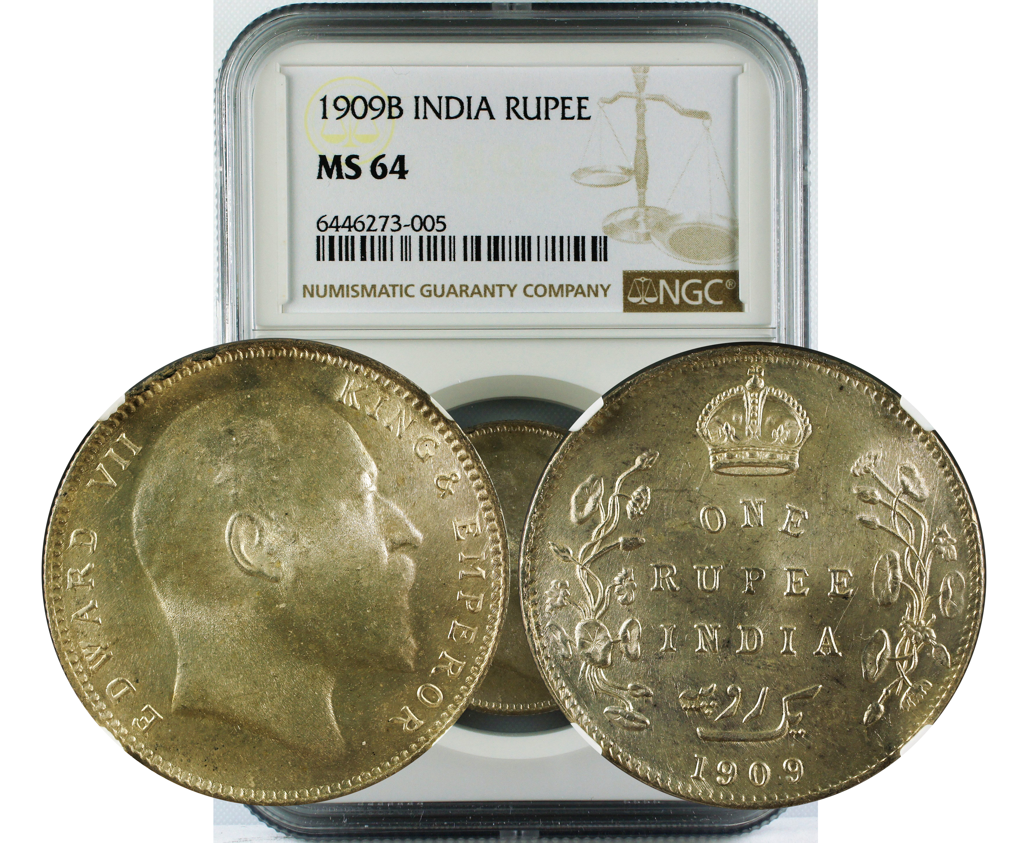 1909 B INDIA RUPEE MS64