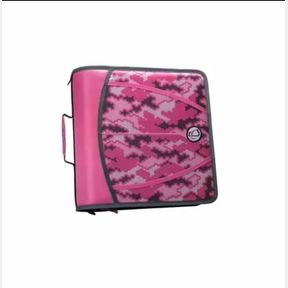 CASE-IT 1.5 RING ZIPPER BINDER CAMOUFLAGE - PINK