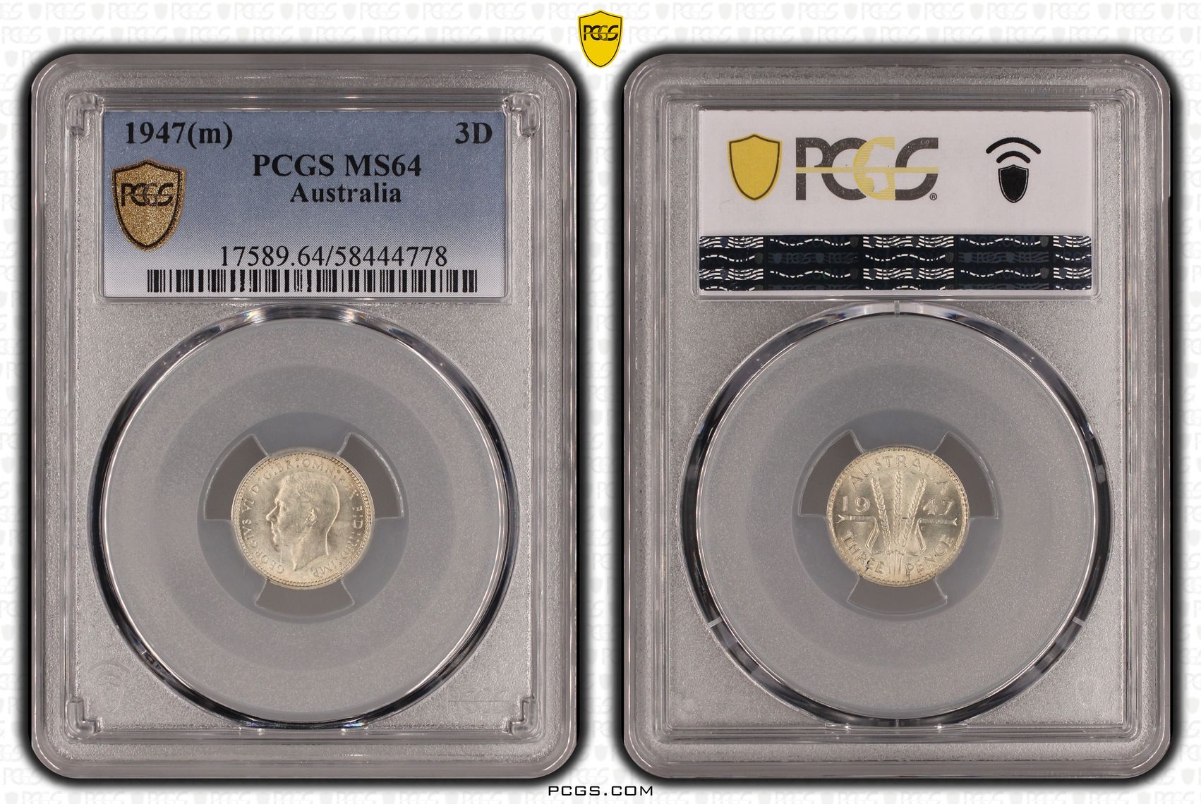 Threepence, 1947(m), PCGS MS64