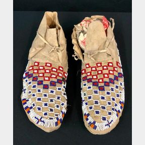 Antique Brain Tanned Sinew Sewn Moccasins