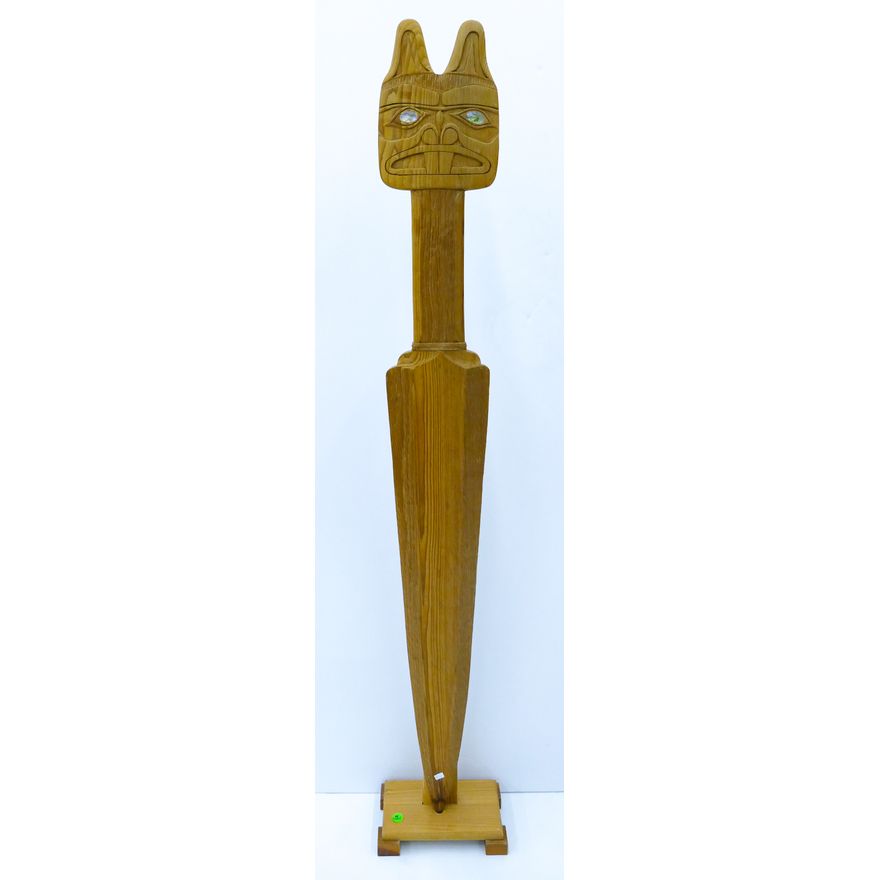 Northwest Coast Large Cedar Beaver Dagger on Stand 53''