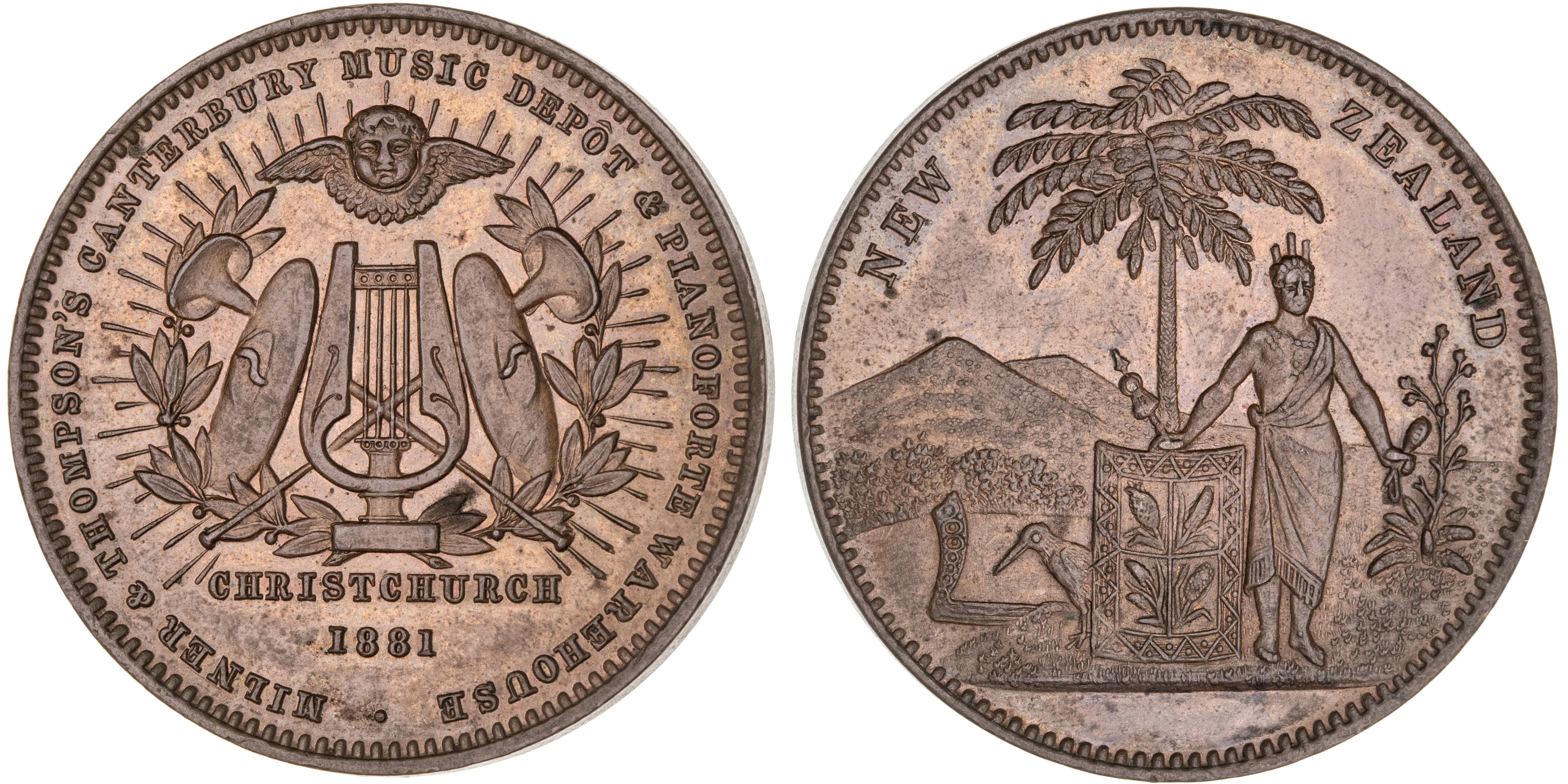 390 · Christchurch, New Zealand, Milner & Thompson, Penny, 1881, UNC