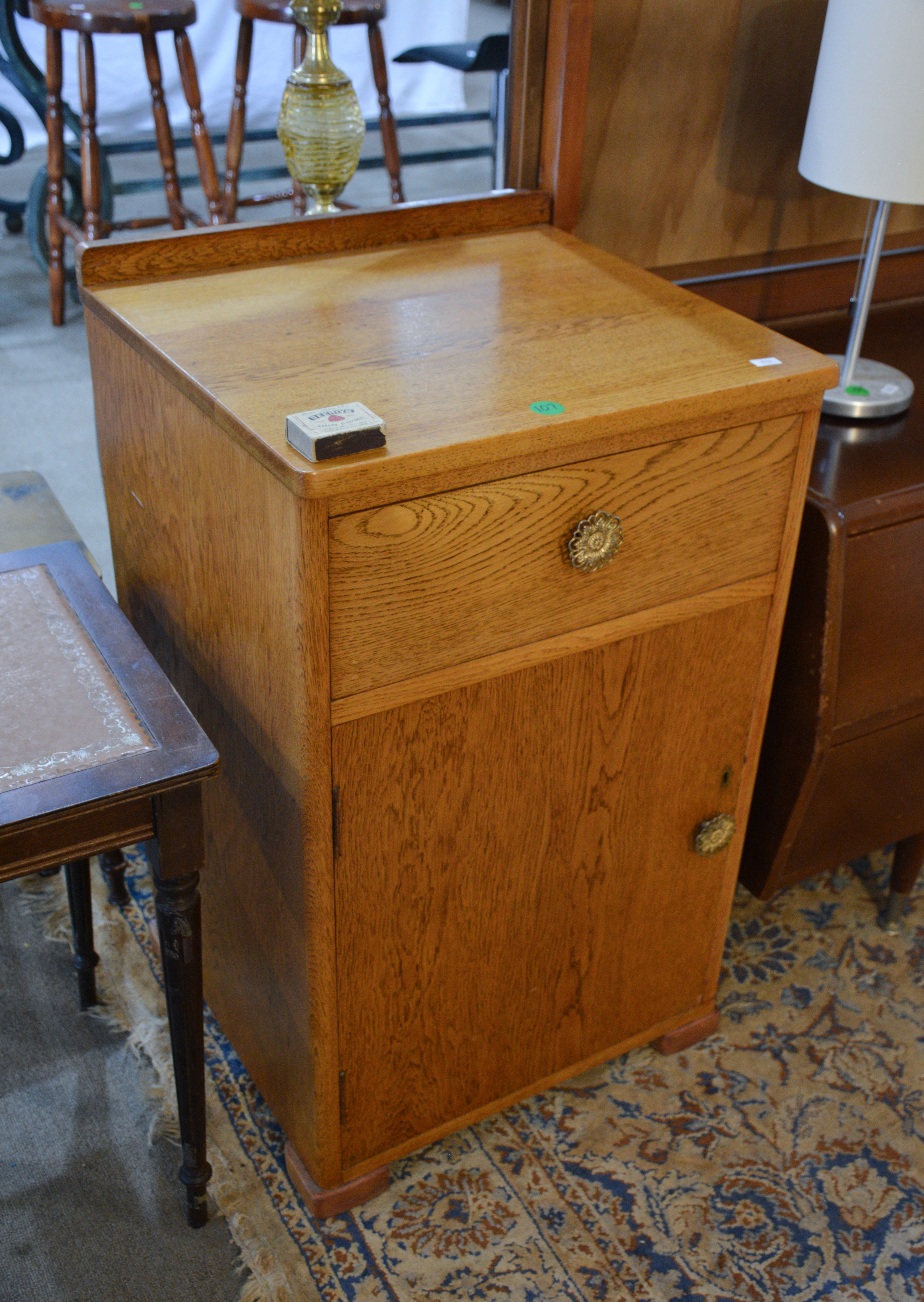 Solid Oak Bedside Cabinet — sold at auction in New Zealand for $60