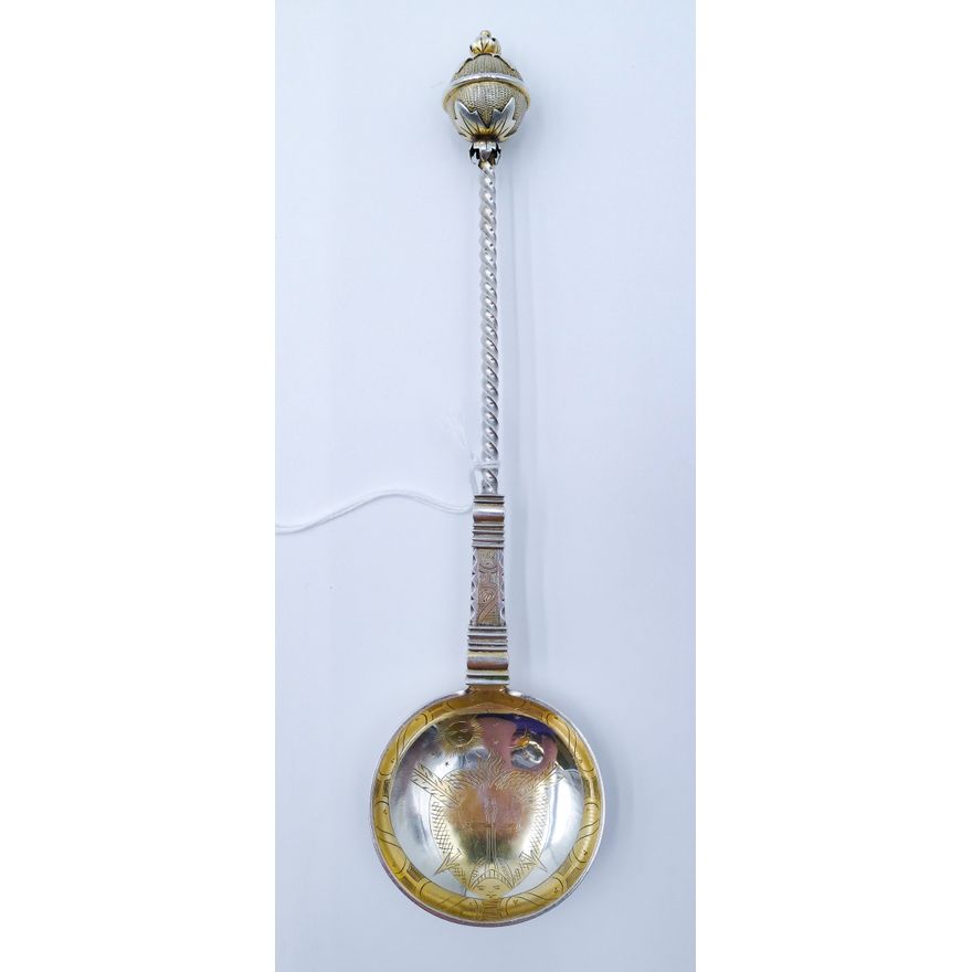 Ornate Marius Hammer Norwegian 830 Silver Birth Spoon 11''