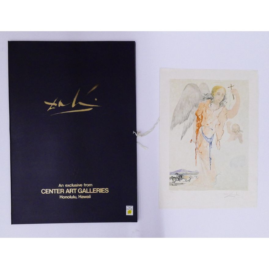 After Salvador Dali 'Angel with Cross' S/N Lithograph on Japon Paper- Unframed- 30x21''