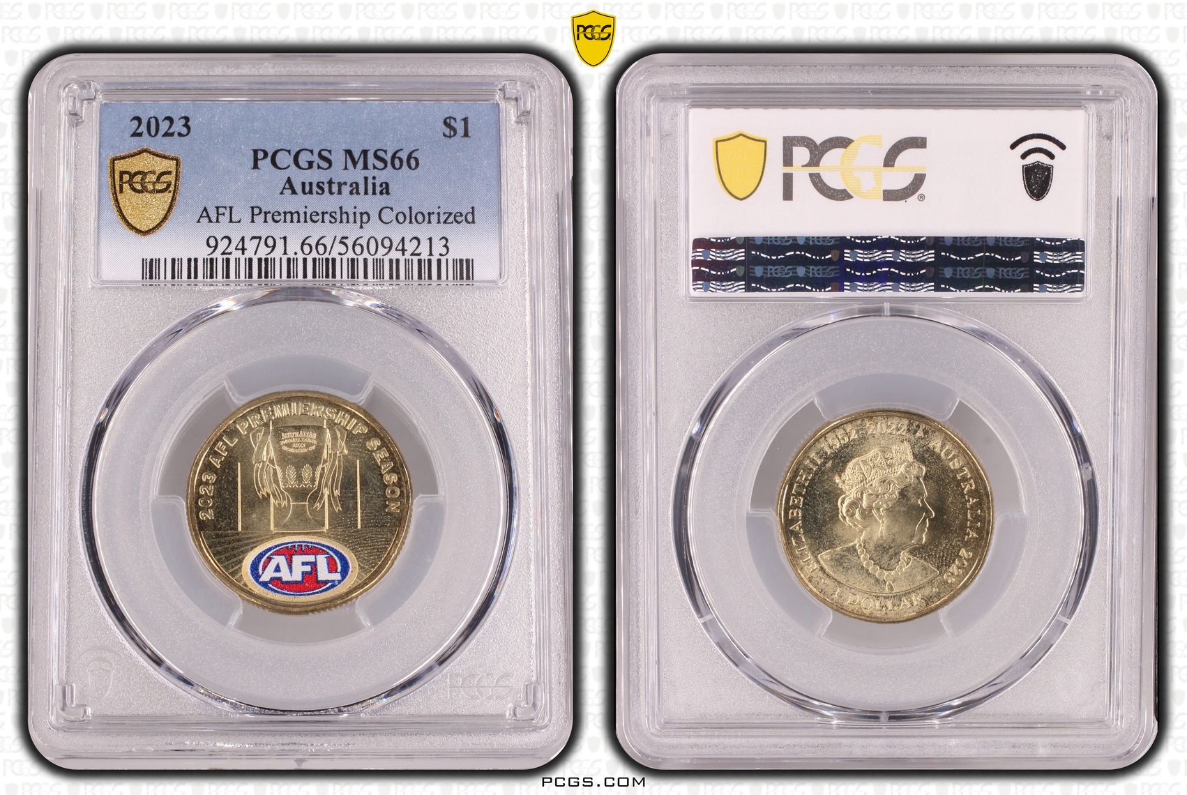 AFL Premiership Colorized, One Dollar, 2023, PCGS MS66