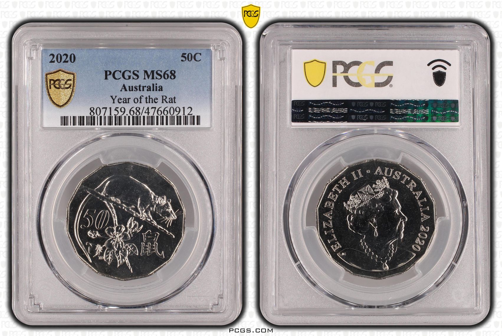 278 · Elizabeth II, Year of the Rat, Fifty Cent, 2020, PCGS MS68