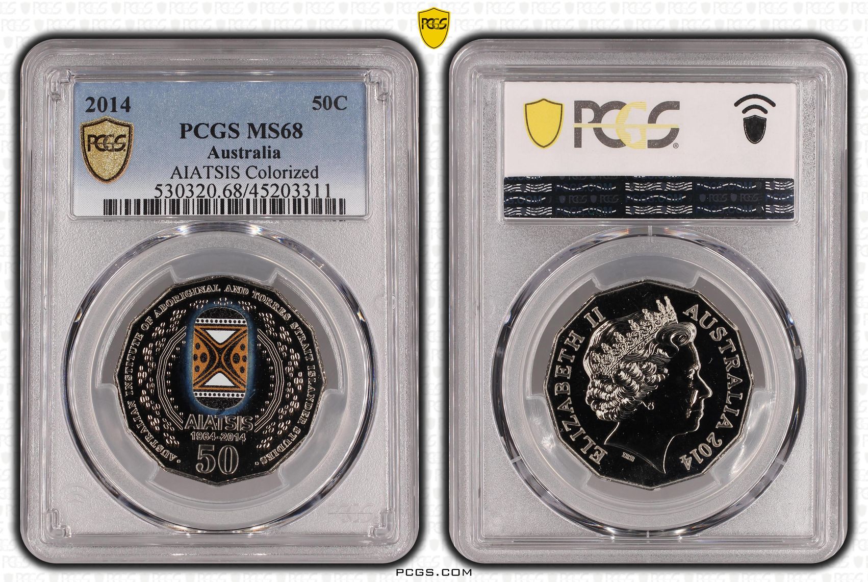 2014 Australia Fifty Cent, 50c AIATSIS PCGS - MS68 -311