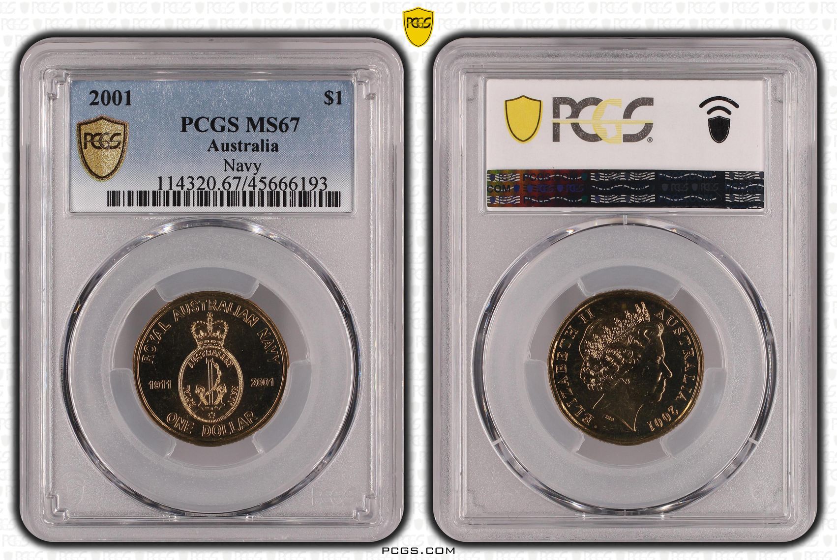 2001 Australia One Dollar, $1 Navy PCGS - MS67 -193